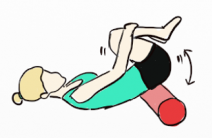 Low back stretch with foam roller