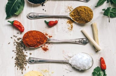 Spoons full of herbs and spices alternative medicine