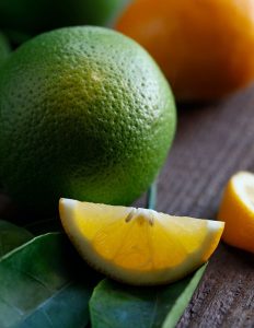 Lime and lemon wedge