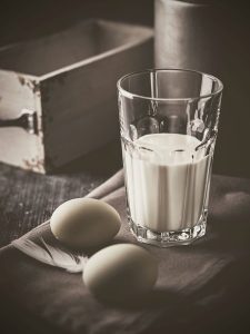 eggs and glass of milk